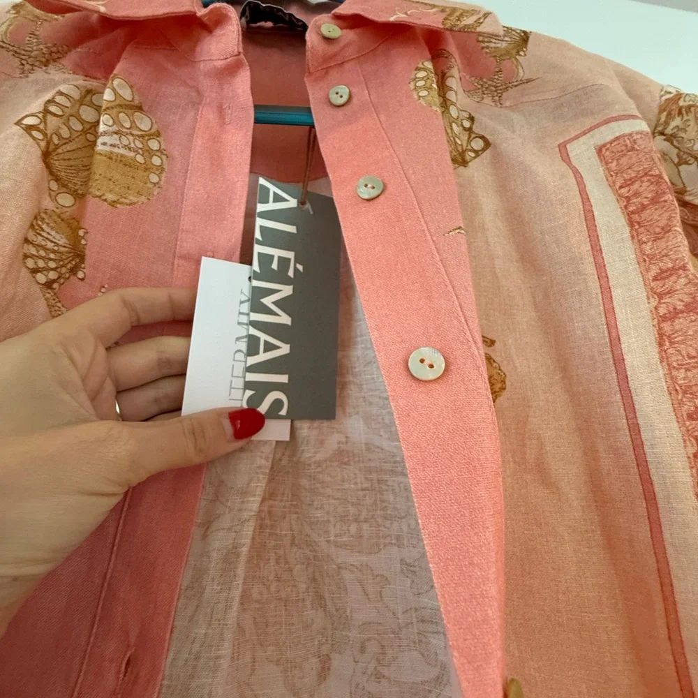 Alemais Pink and Gold Linen Shirt - Picture 4 of 12